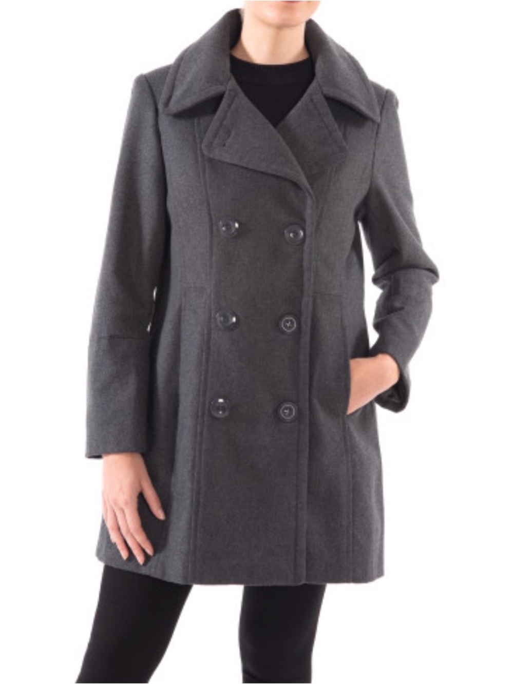 Alpine Swiss Norah Wool Double-Breasted Peacoat in Gray